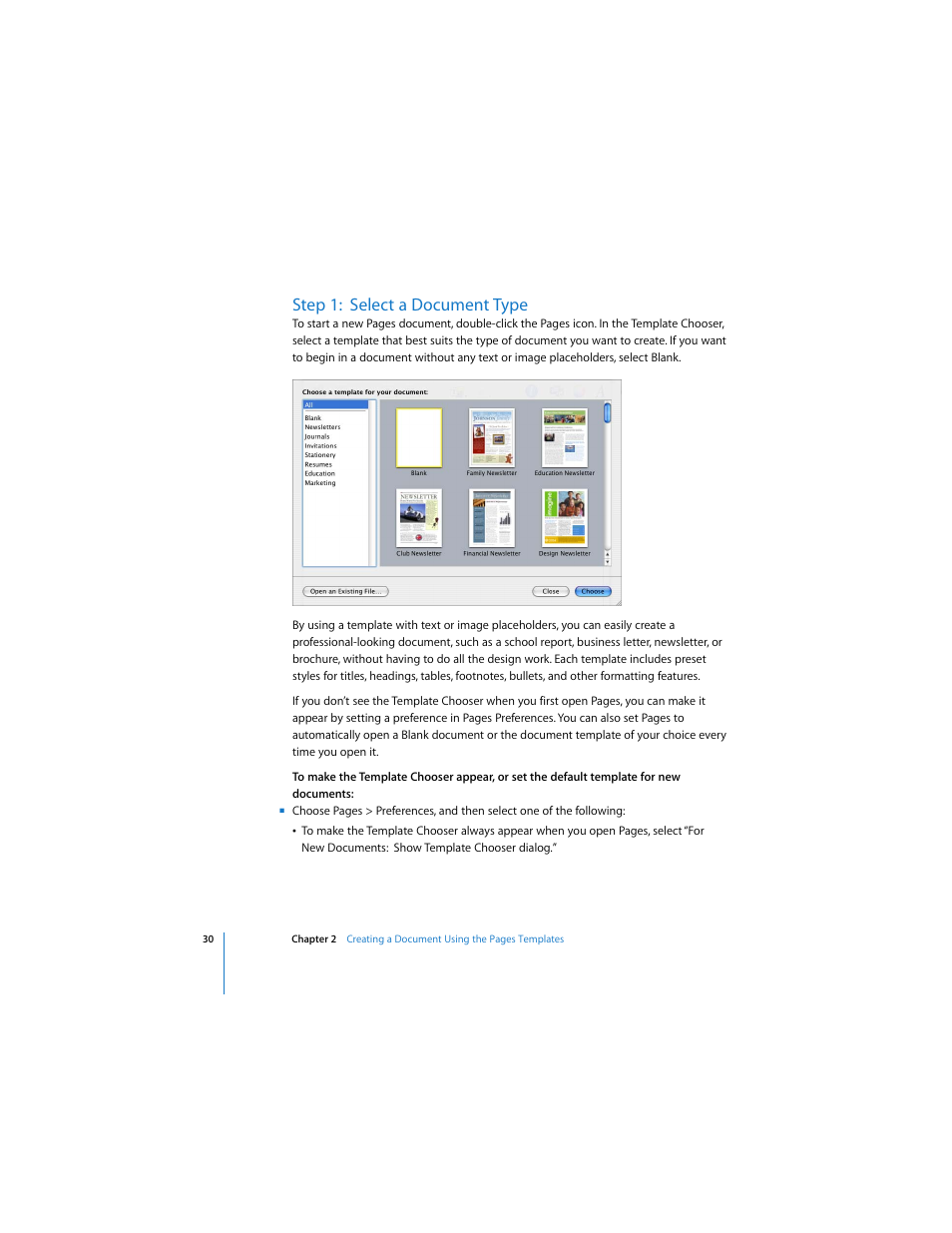 Step 1: select a document type | Apple Pages User Manual | Page 30 / 192