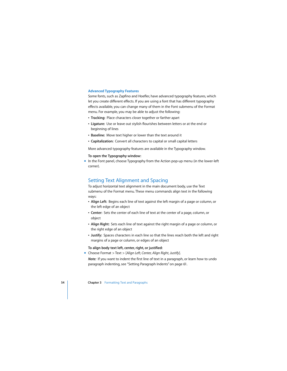 Setting text alignment and spacing | Apple Pages User Manual | Page 54 / 192