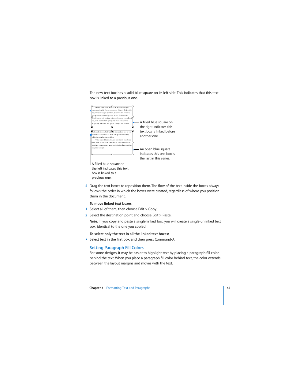 Setting paragraph fill colors | Apple Pages User Manual | Page 67 / 192