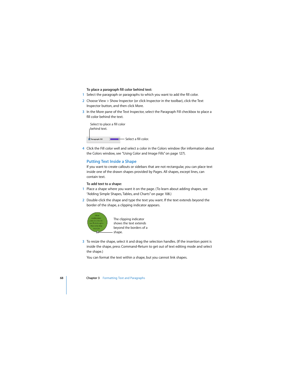 Putting text inside a shape | Apple Pages User Manual | Page 68 / 192