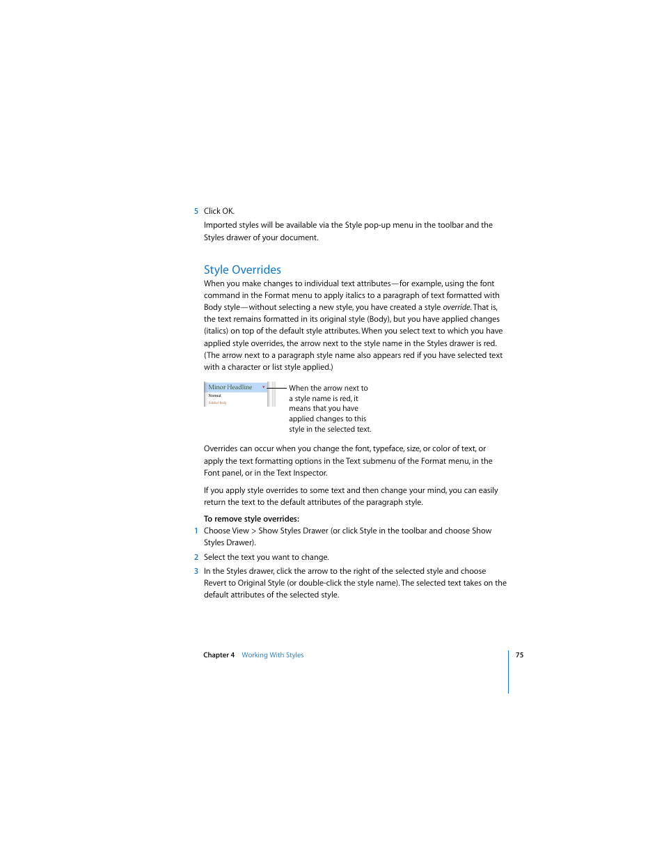 Style overrides | Apple Pages User Manual | Page 75 / 192