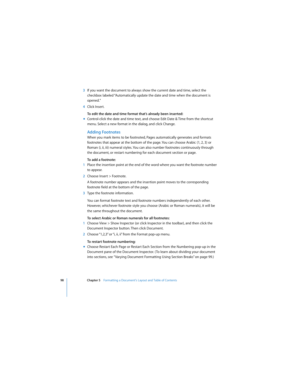Adding footnotes | Apple Pages User Manual | Page 98 / 192