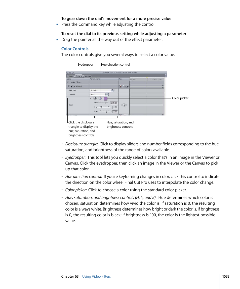 Color controls | Apple Final Cut Pro 7 User Manual | Page 1033 / 1990