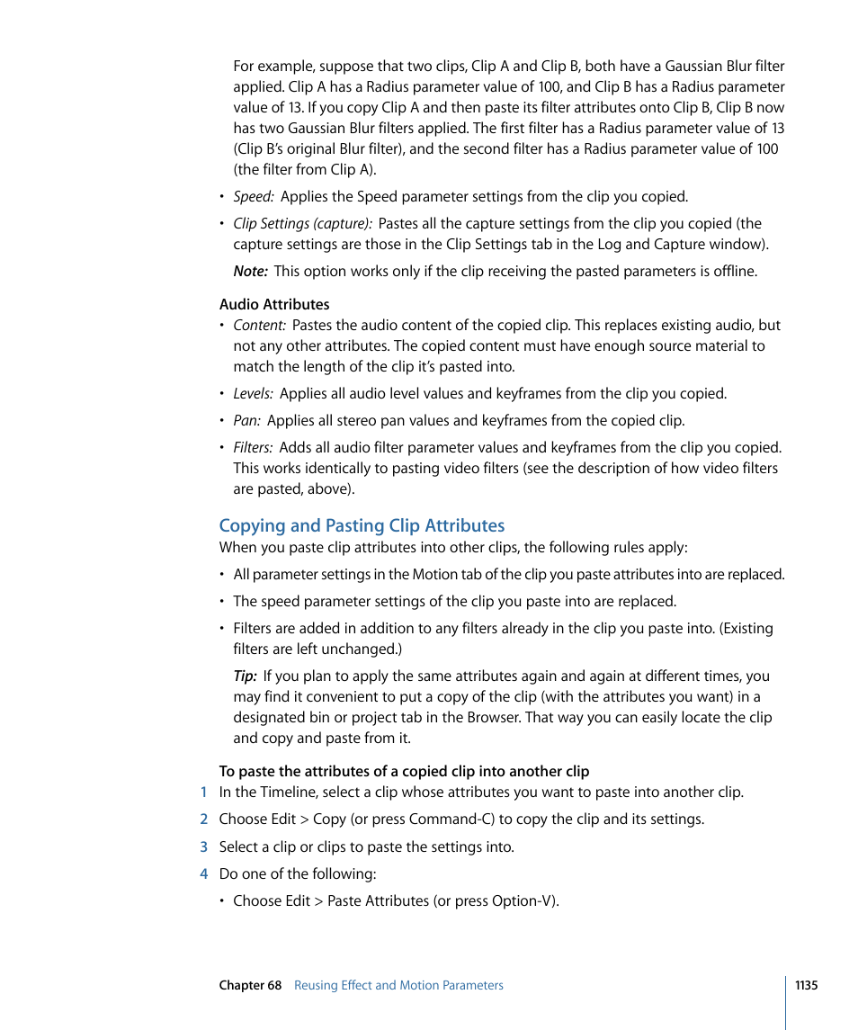 Copying and pasting clip attributes | Apple Final Cut Pro 7 User Manual | Page 1135 / 1990