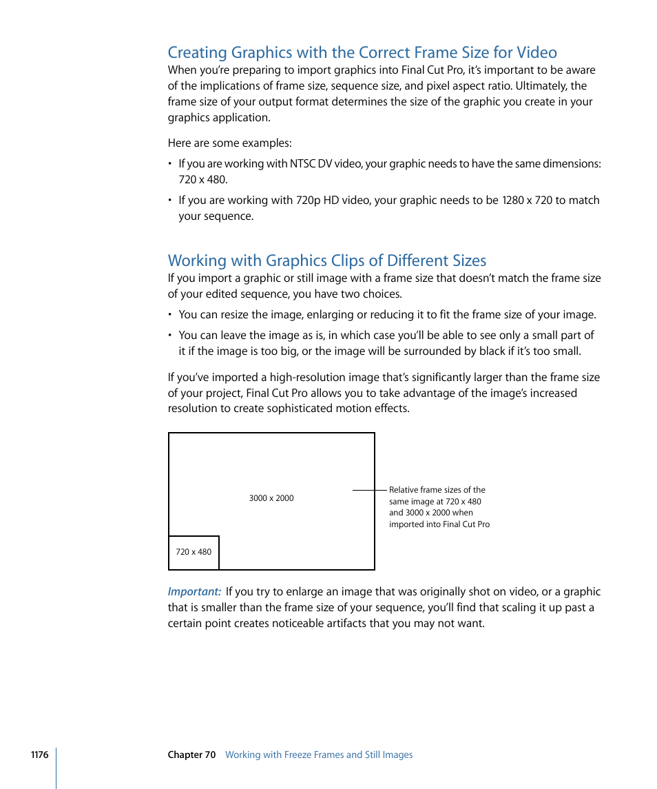 Working with graphics clips of different sizes | Apple Final Cut Pro 7 User Manual | Page 1176 / 1990