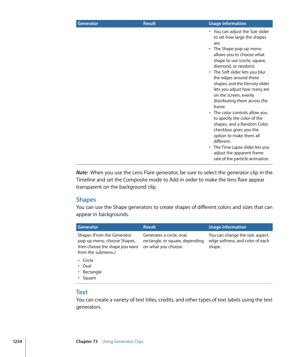 Shapes, Text | Apple Final Cut Pro 7 User Manual | Page 1254 / 1990