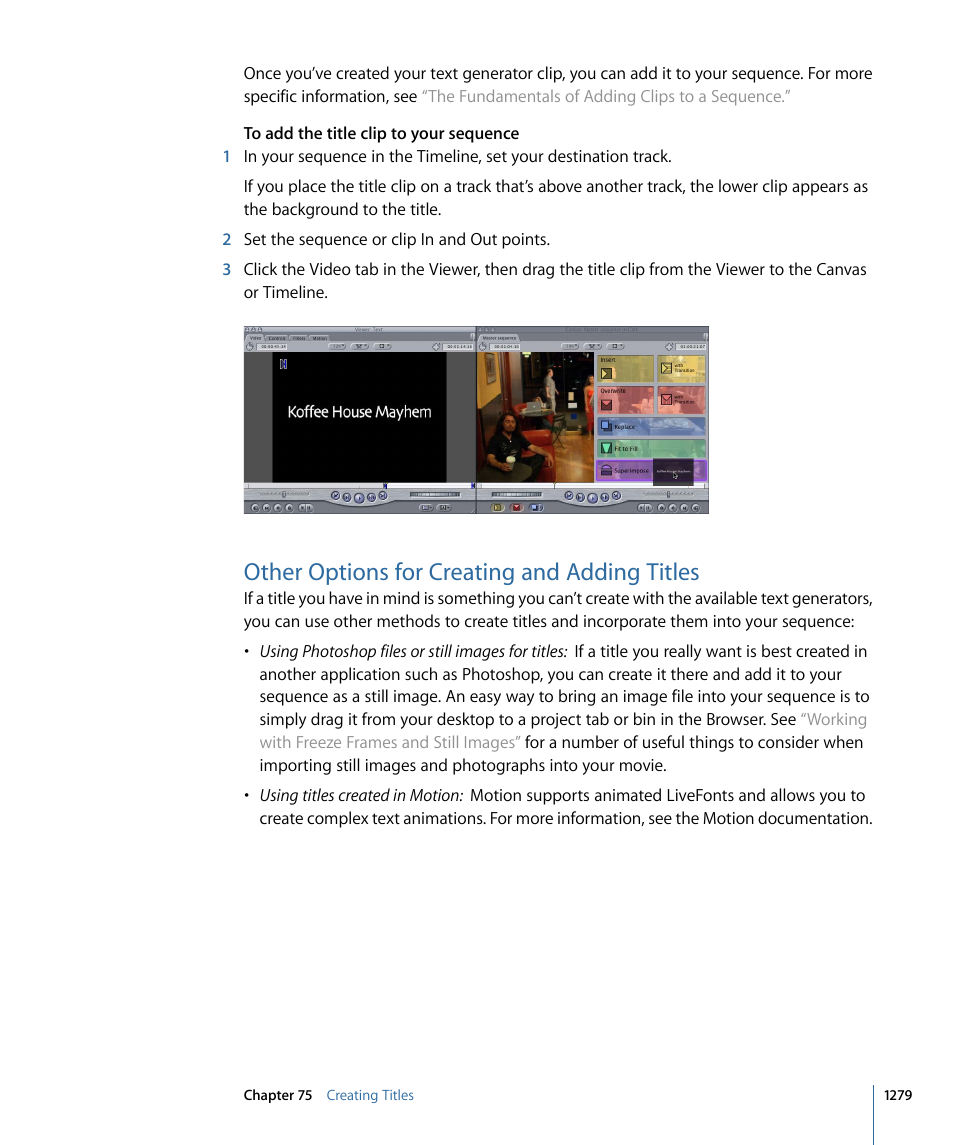 Other options for creating and adding titles | Apple Final Cut Pro 7 User Manual | Page 1279 / 1990