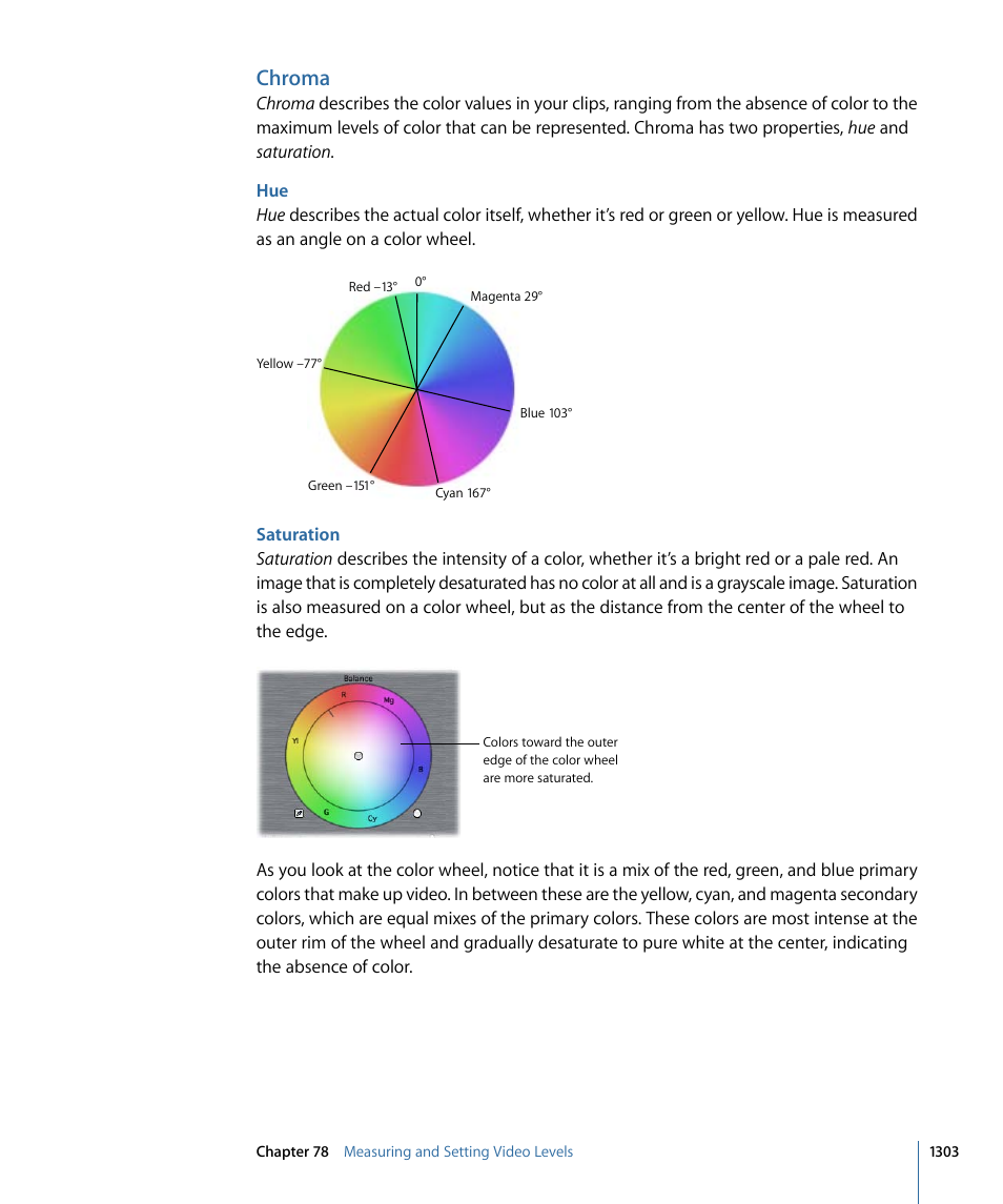 Chroma, Saturation | Apple Final Cut Pro 7 User Manual | Page 1303 / 1990