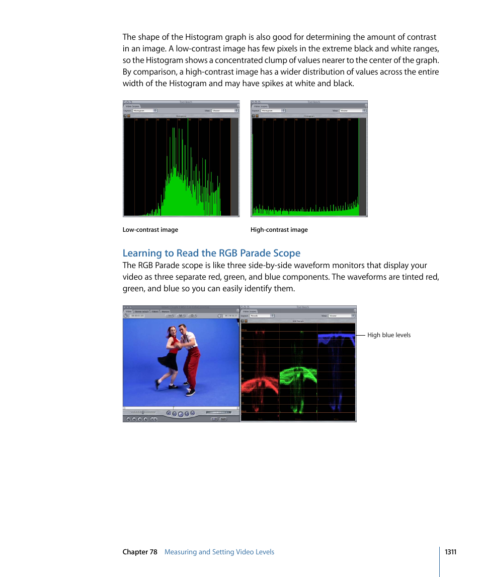 Learning to read the rgb parade scope | Apple Final Cut Pro 7 User Manual | Page 1311 / 1990