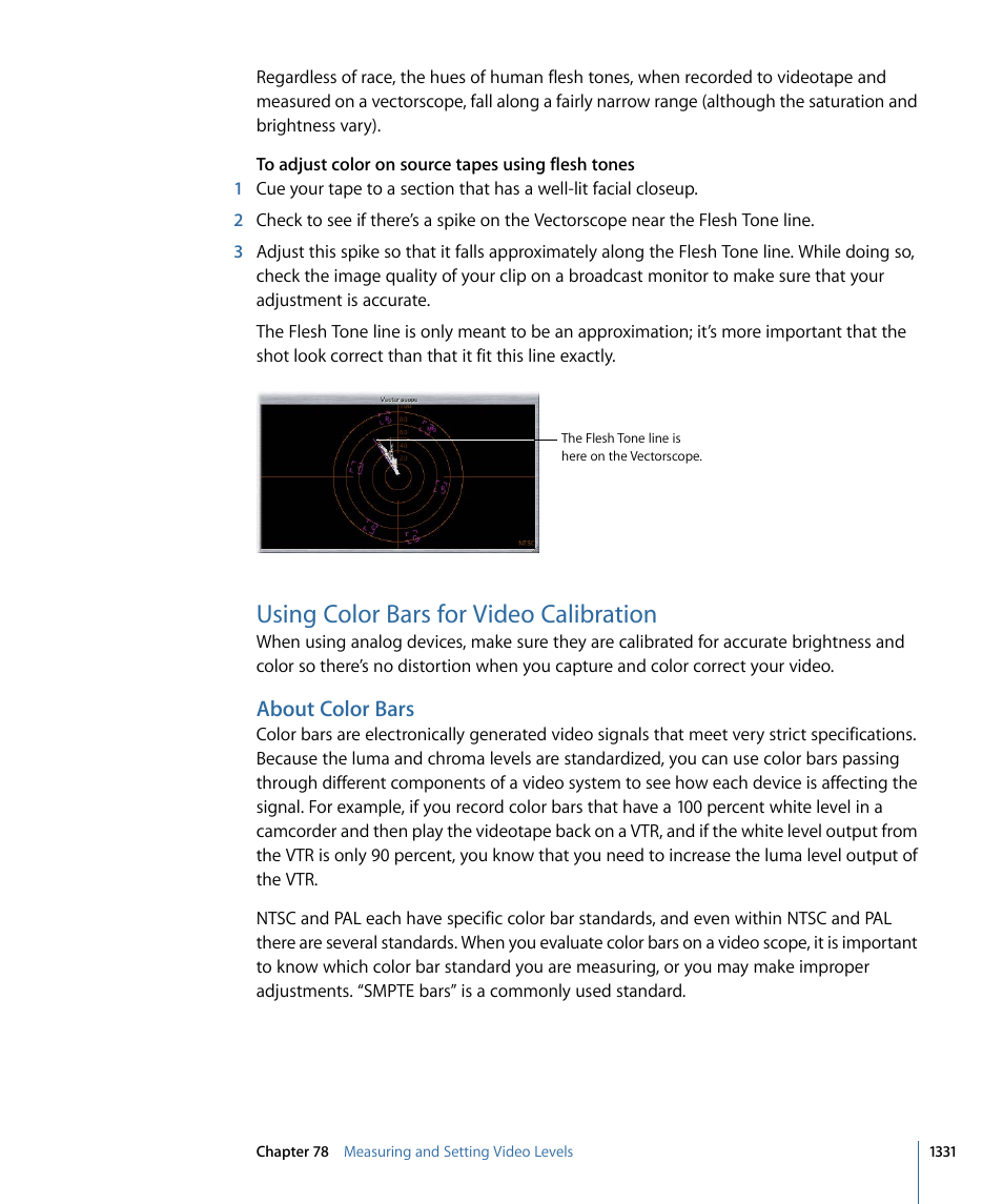 Using color bars for video calibration, About color bars | Apple Final Cut Pro 7 User Manual | Page 1331 / 1990