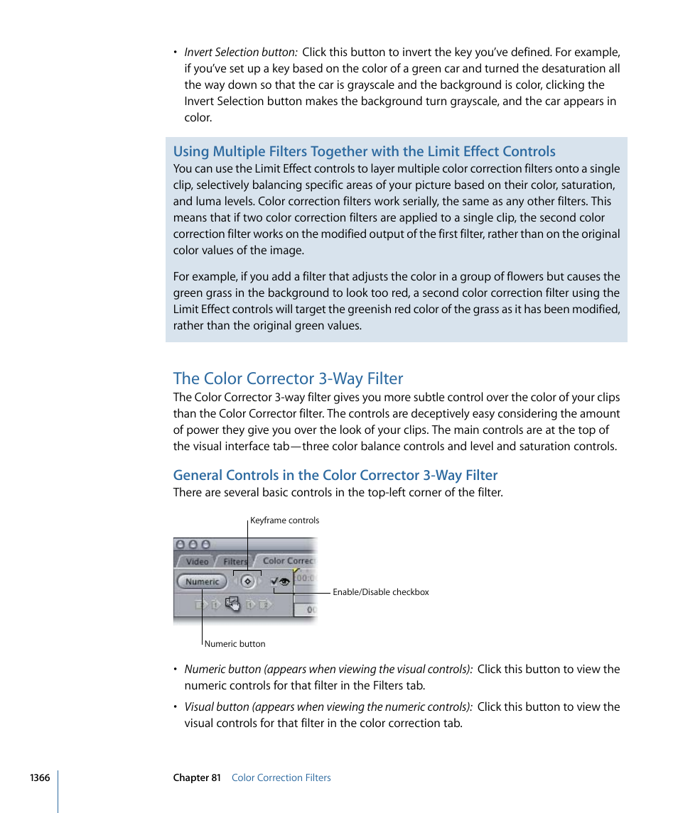 The color corrector 3-way filter | Apple Final Cut Pro 7 User Manual | Page 1366 / 1990