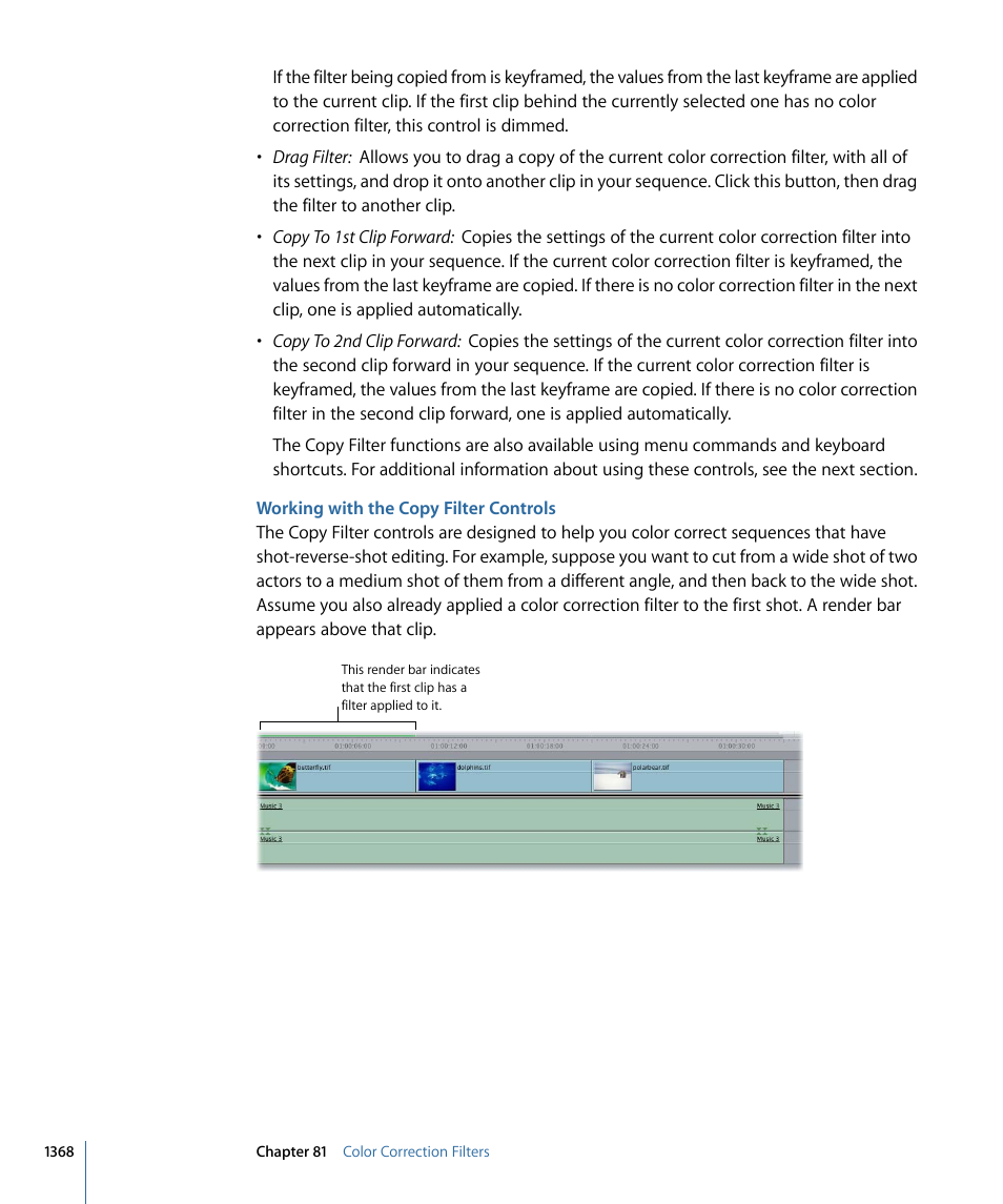 Working with the copy filter controls | Apple Final Cut Pro 7 User Manual | Page 1368 / 1990