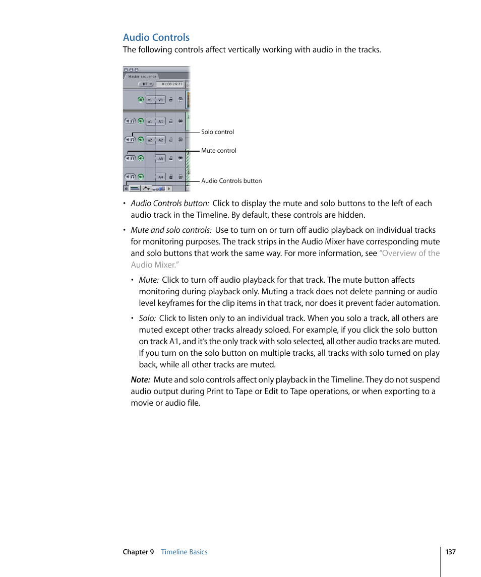 Audio controls | Apple Final Cut Pro 7 User Manual | Page 137 / 1990