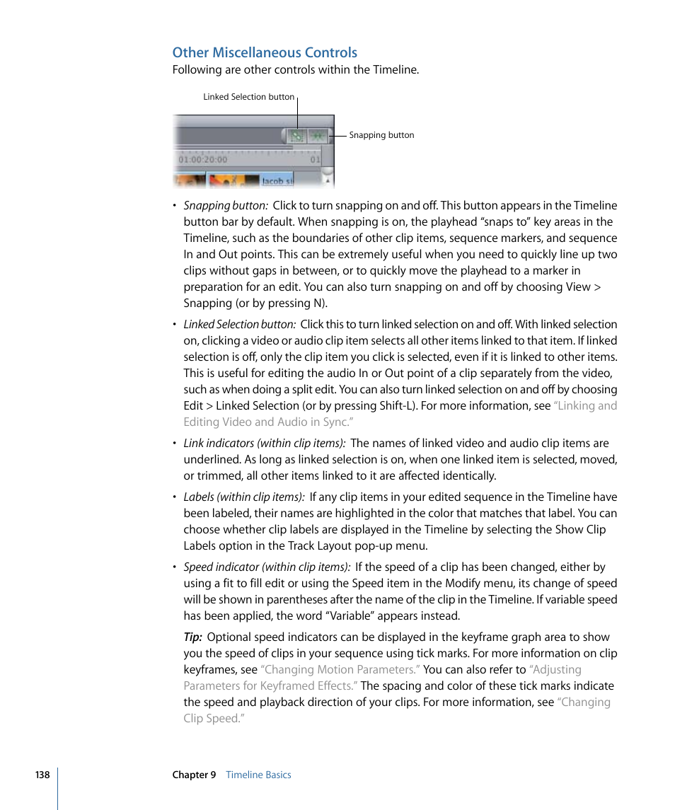 Other miscellaneous controls | Apple Final Cut Pro 7 User Manual | Page 138 / 1990