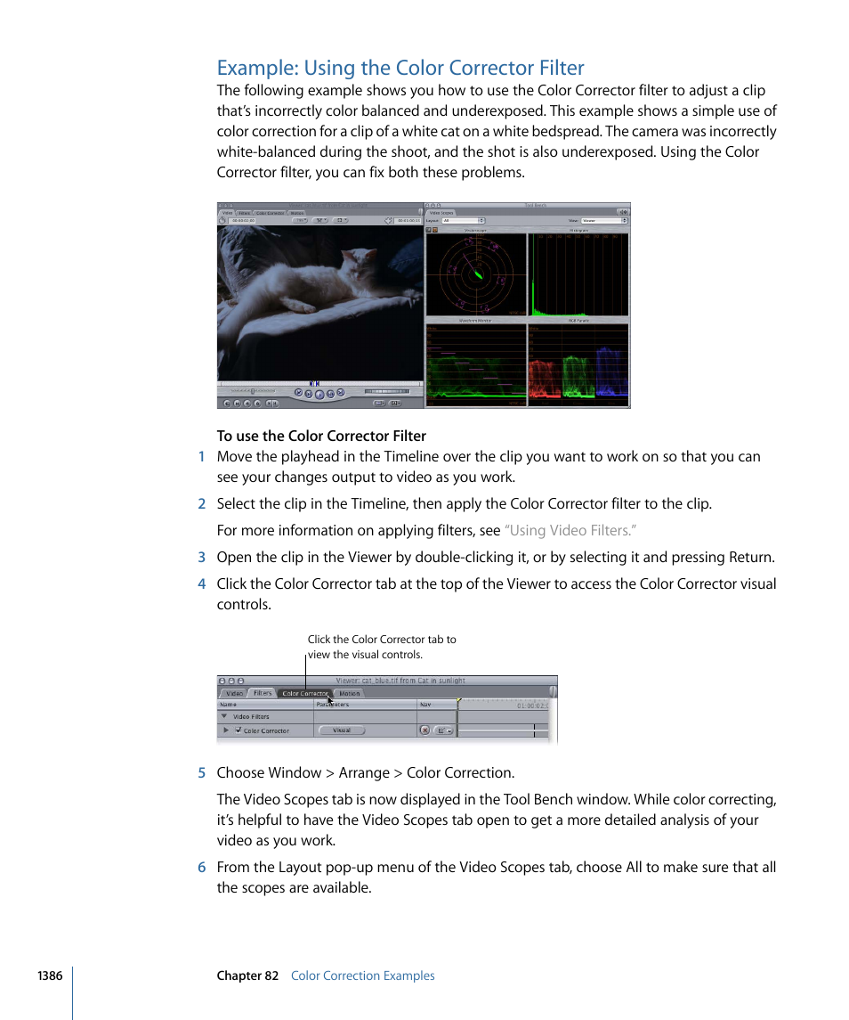 Example: using the color corrector filter | Apple Final Cut Pro 7 User Manual | Page 1386 / 1990