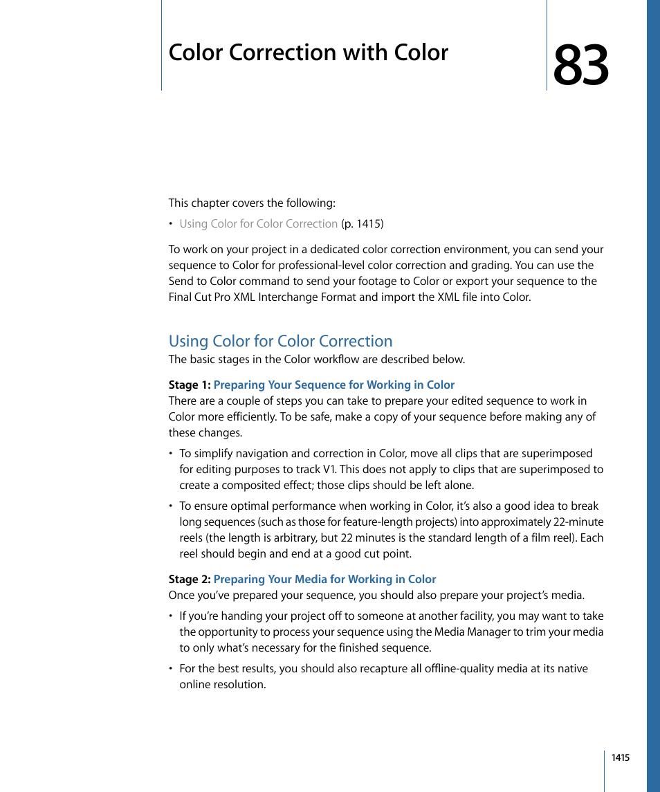 Color correction with color, Using color for color correction, Using color for color | Correction | Apple Final Cut Pro 7 User Manual | Page 1415 / 1990