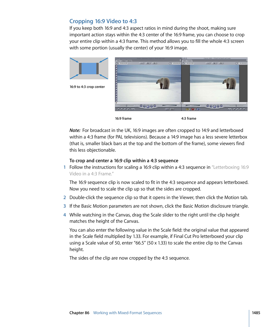 Cropping 16:9 video to 4:3 | Apple Final Cut Pro 7 User Manual | Page 1485 / 1990