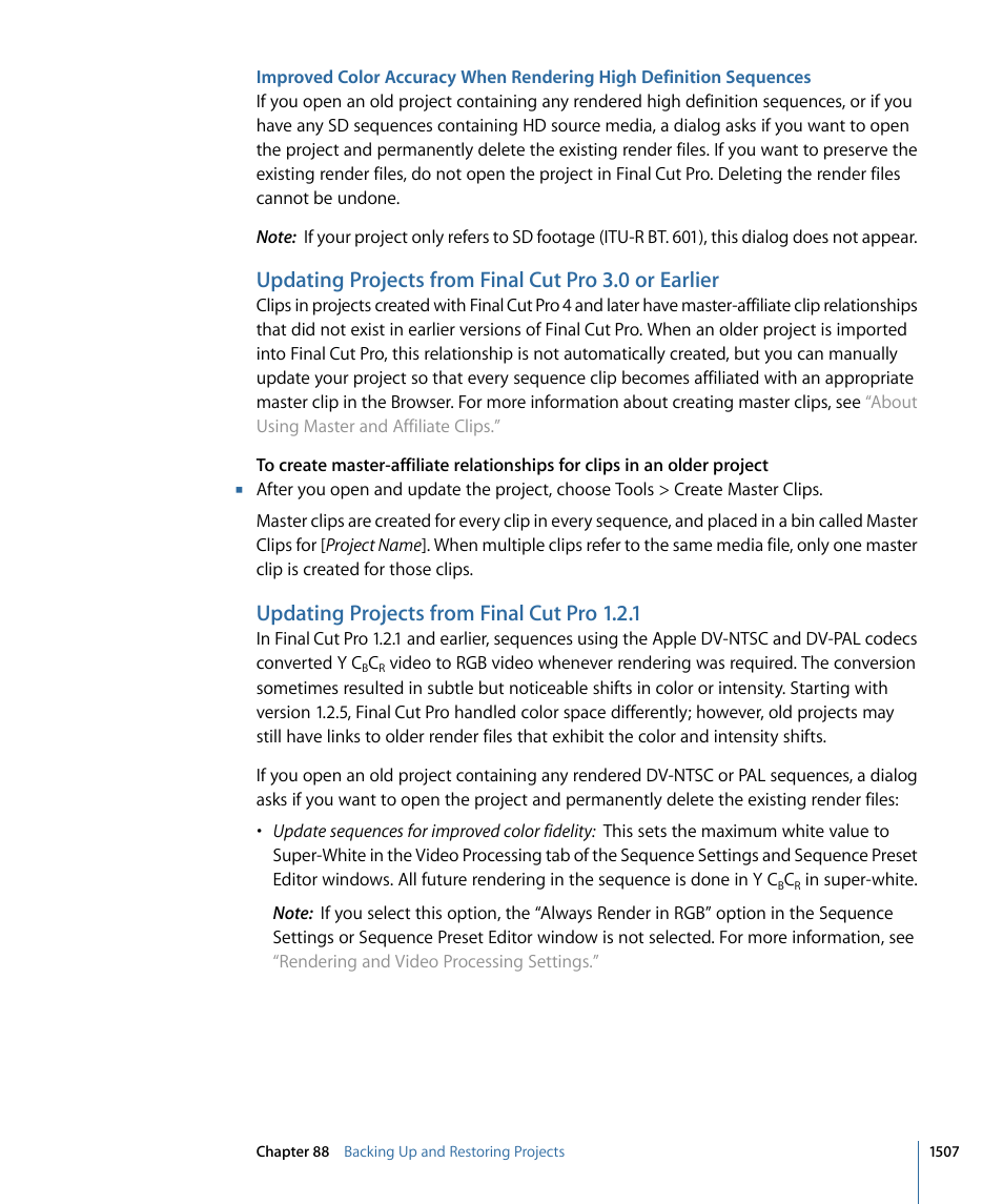 Updating projects from final cut pro 1.2.1 | Apple Final Cut Pro 7 User Manual | Page 1507 / 1990