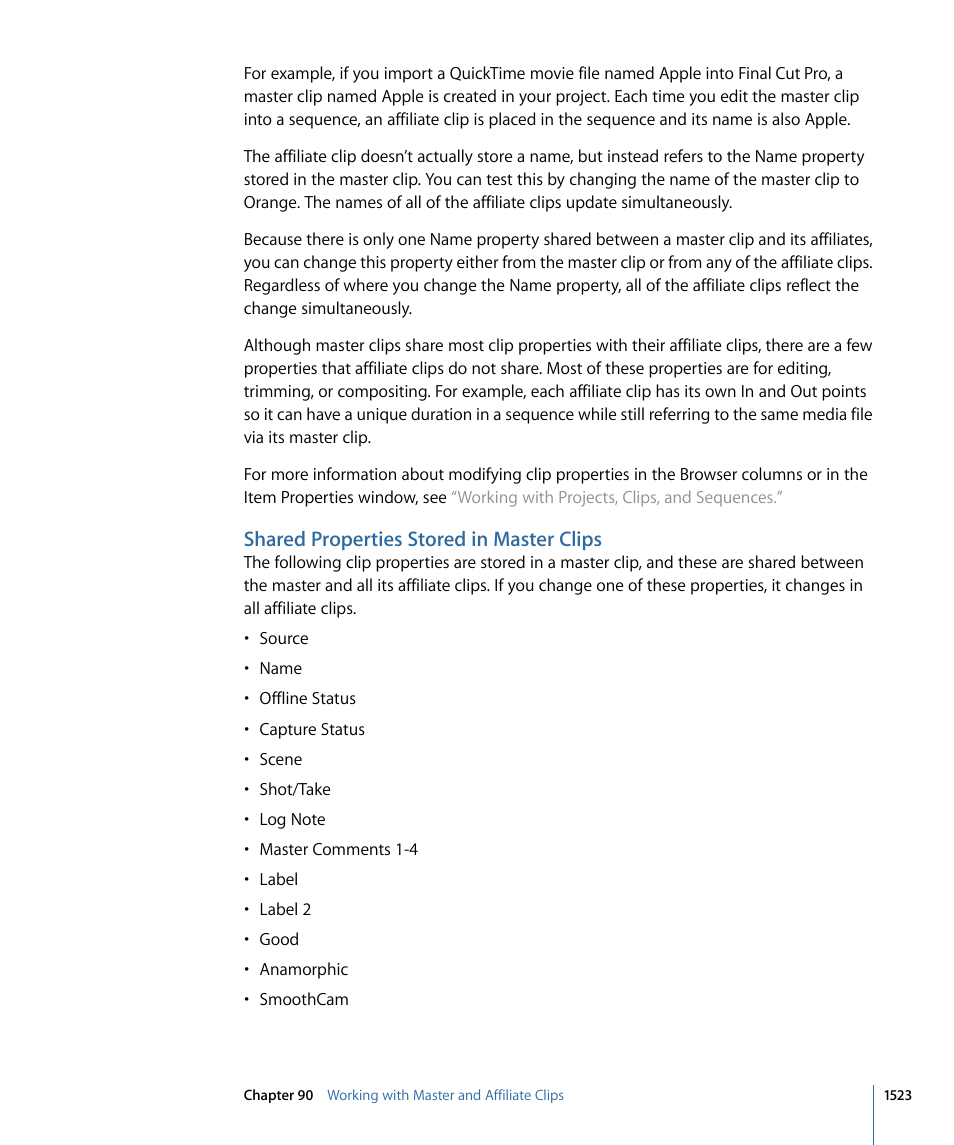 Shared properties stored in master clips | Apple Final Cut Pro 7 User Manual | Page 1523 / 1990