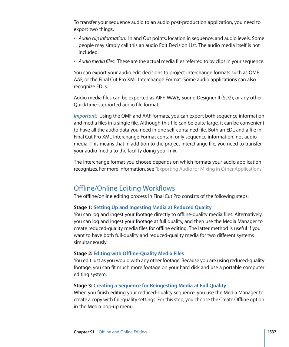 Offline/online editing workflows | Apple Final Cut Pro 7 User Manual | Page 1537 / 1990