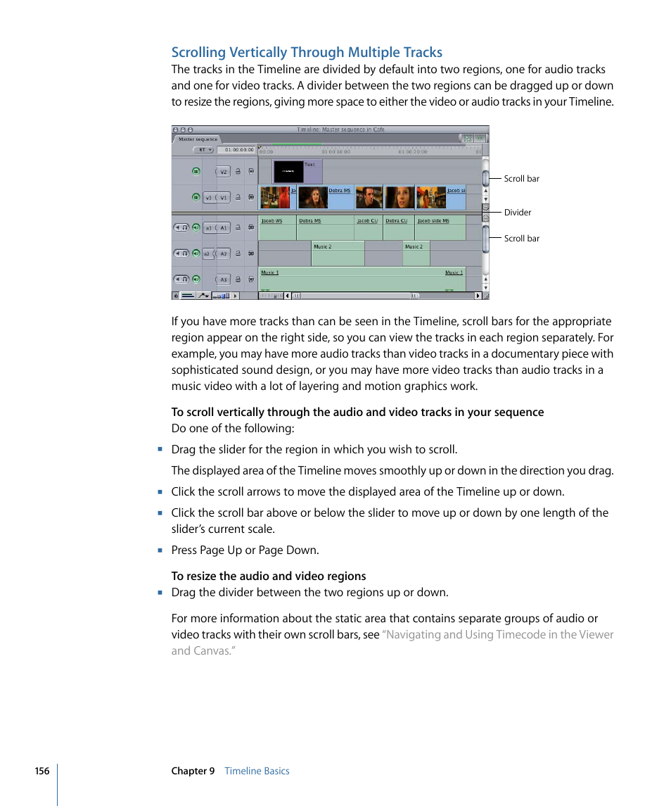 Scrolling vertically through multiple tracks | Apple Final Cut Pro 7 User Manual | Page 156 / 1990
