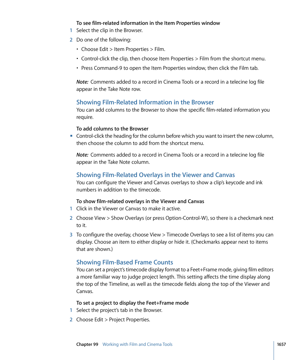 Showing film-related information in the browser, Showing film-based frame counts | Apple Final Cut Pro 7 User Manual | Page 1657 / 1990