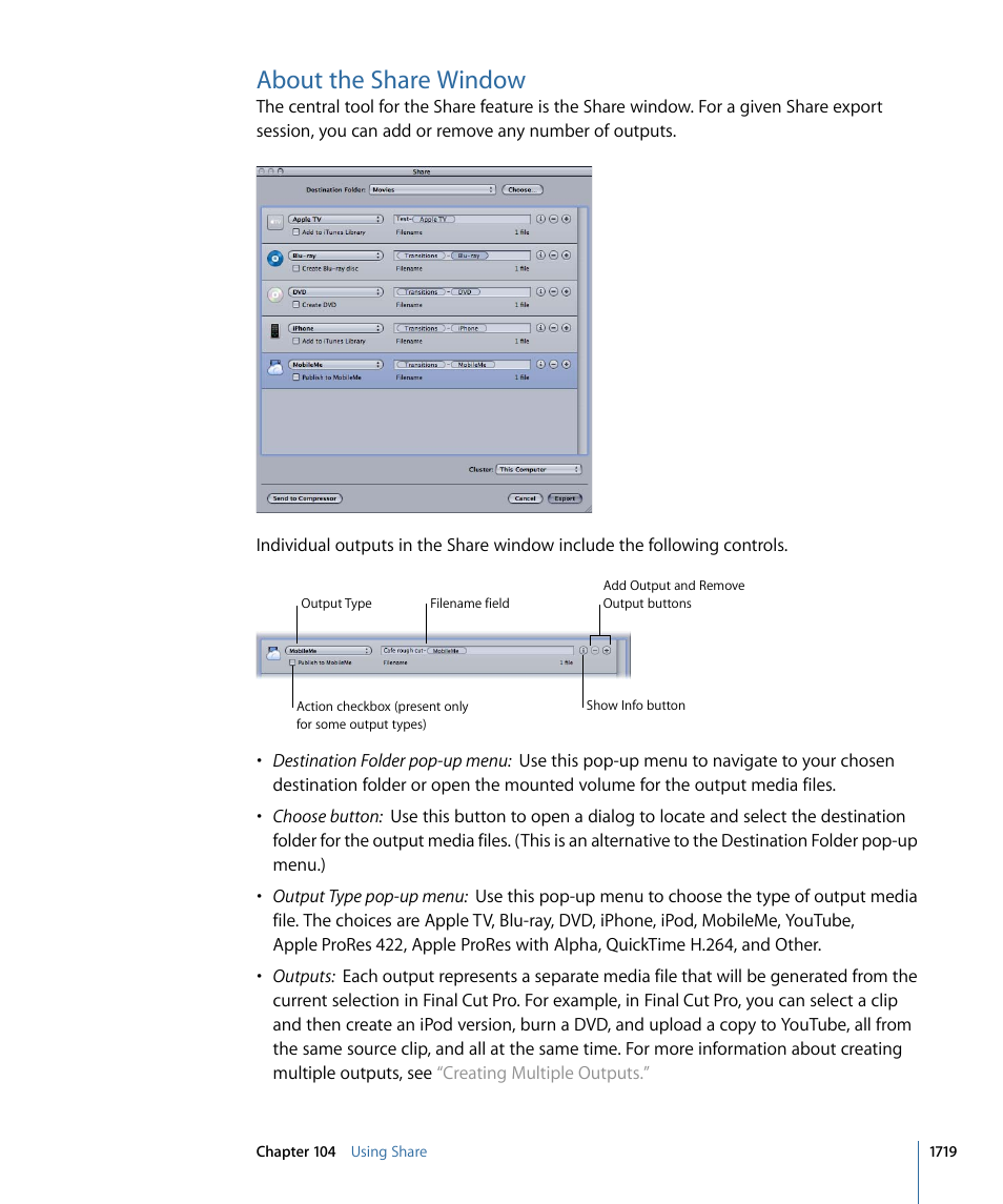 About the share window | Apple Final Cut Pro 7 User Manual | Page 1719 / 1990