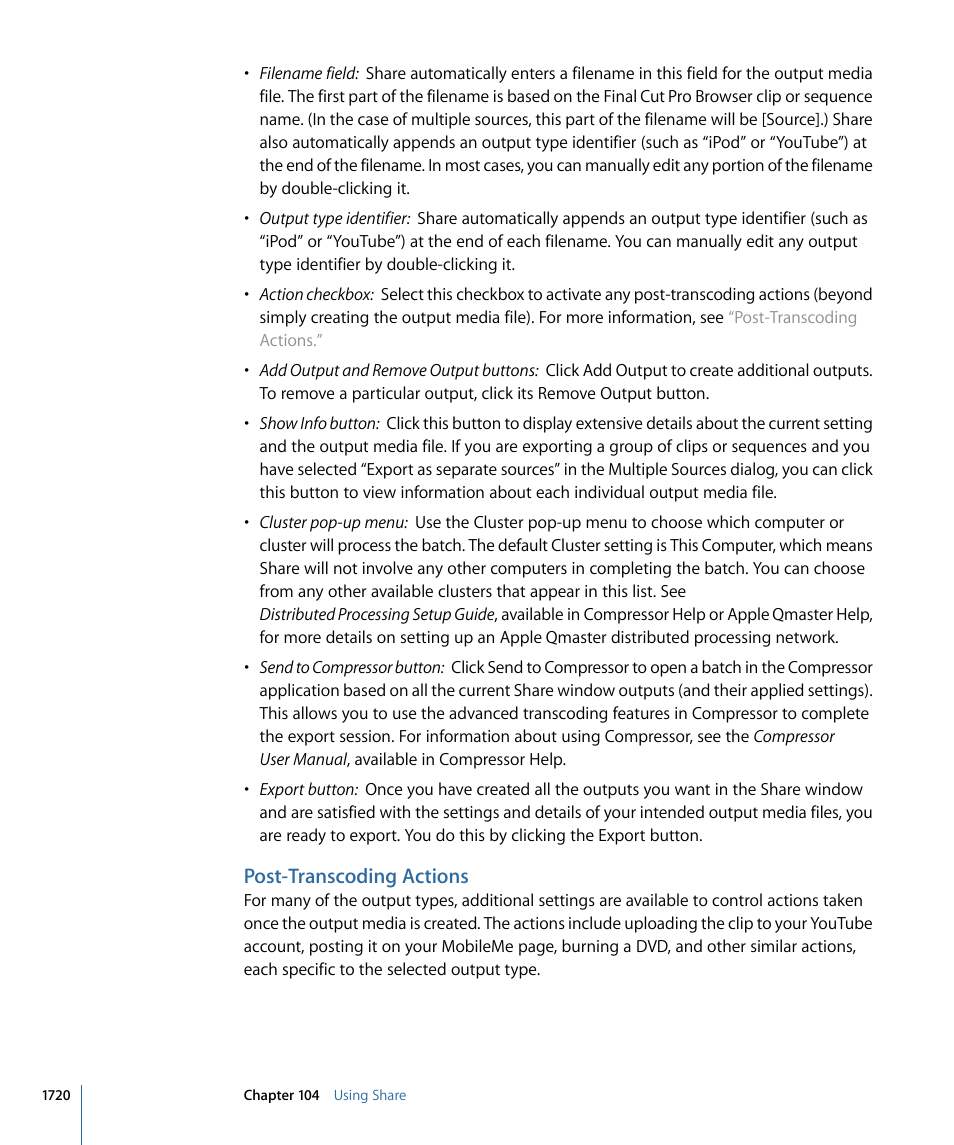Post-transcoding actions | Apple Final Cut Pro 7 User Manual | Page 1720 / 1990