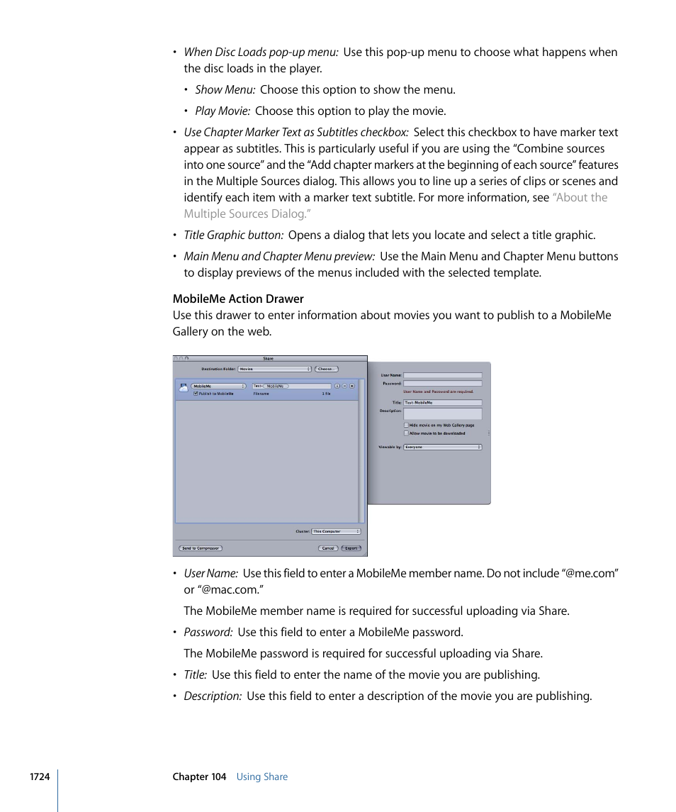 Mobileme, Action drawer | Apple Final Cut Pro 7 User Manual | Page 1724 / 1990