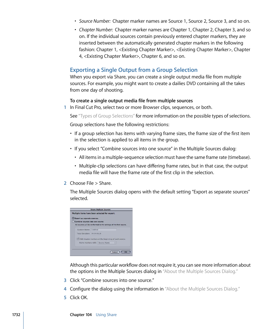 Exporting a single output from a group selection | Apple Final Cut Pro 7 User Manual | Page 1732 / 1990