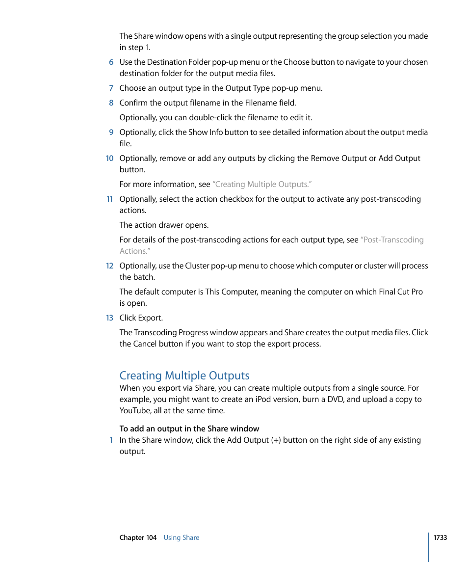Creating multiple outputs | Apple Final Cut Pro 7 User Manual | Page 1733 / 1990