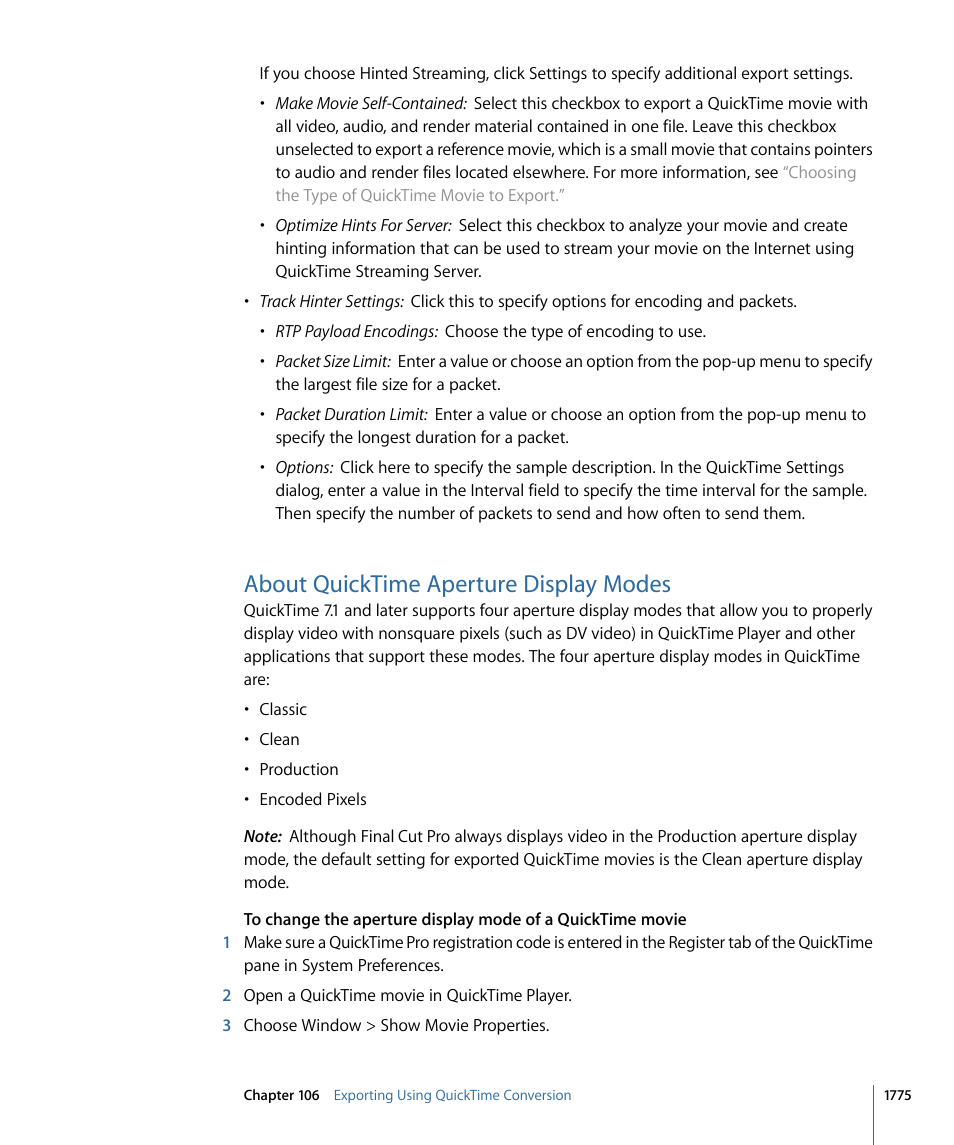 About quicktime aperture display modes | Apple Final Cut Pro 7 User Manual | Page 1775 / 1990