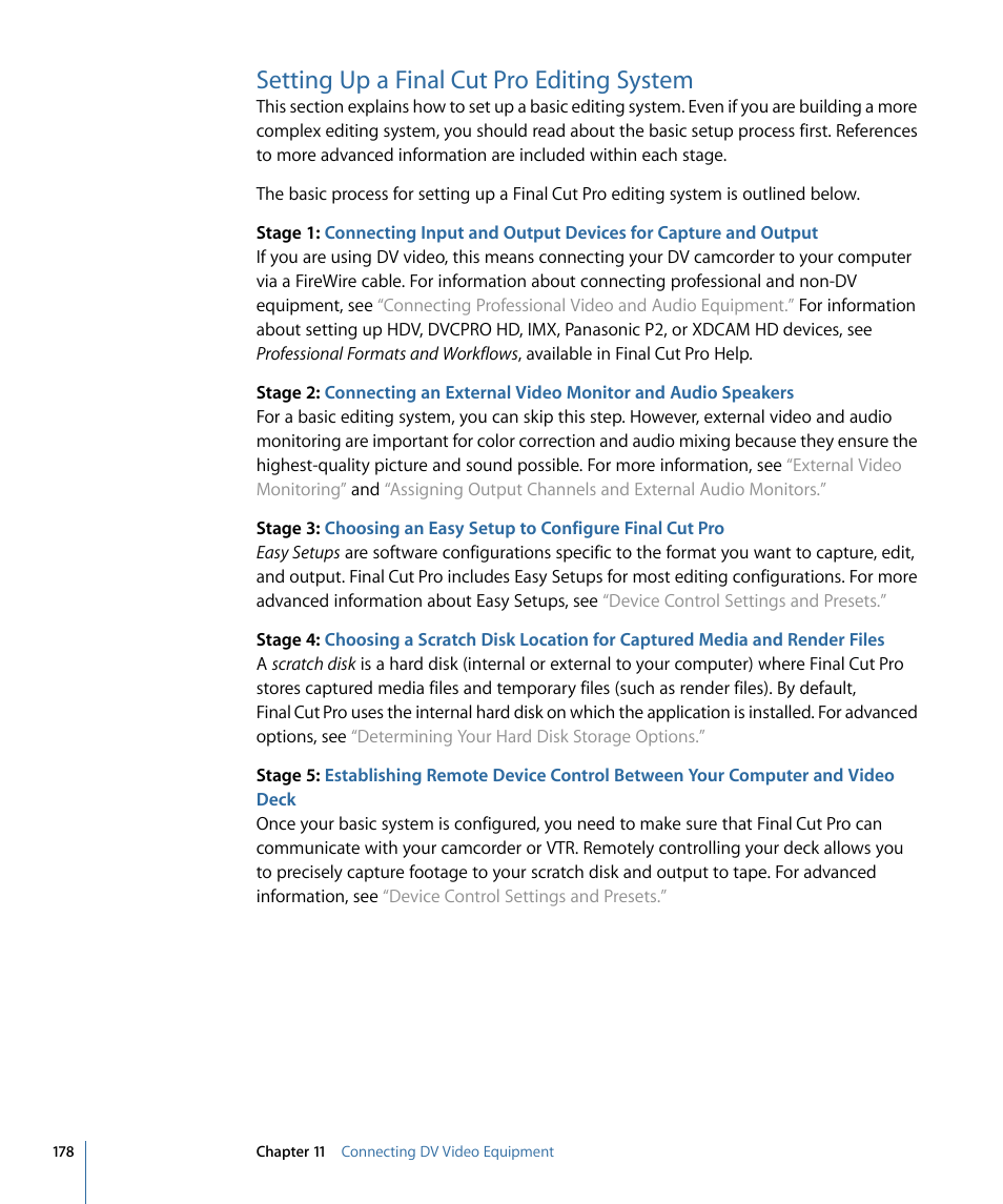 Setting up a final cut pro editing system | Apple Final Cut Pro 7 User Manual | Page 178 / 1990