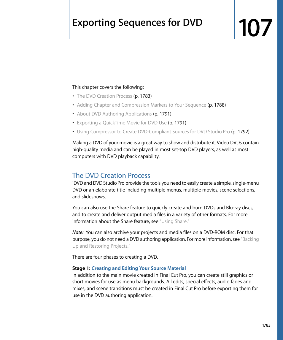 Exporting sequences for dvd, The dvd creation process | Apple Final Cut Pro 7 User Manual | Page 1783 / 1990