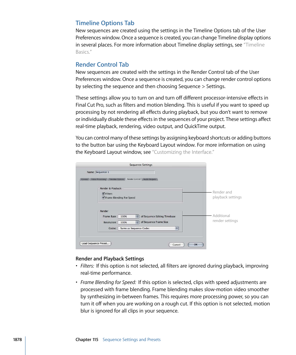 Timeline options tab, Render control tab | Apple Final Cut Pro 7 User Manual | Page 1878 / 1990