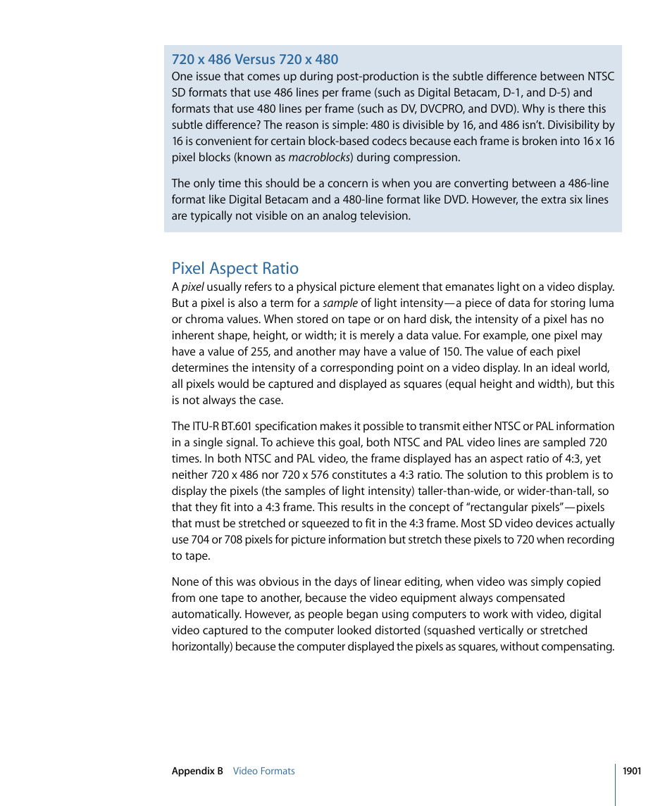 Pixel aspect ratio | Apple Final Cut Pro 7 User Manual | Page 1901 / 1990