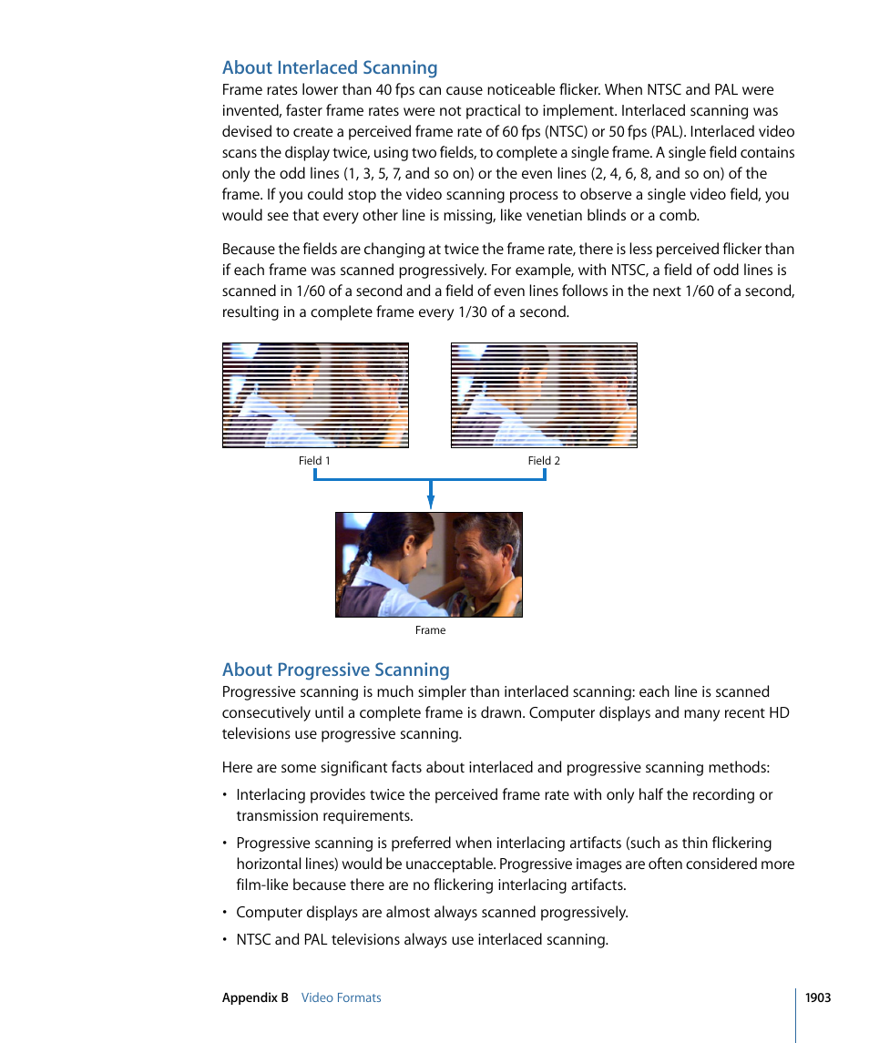 About interlaced scanning, About progressive scanning | Apple Final Cut Pro 7 User Manual | Page 1903 / 1990