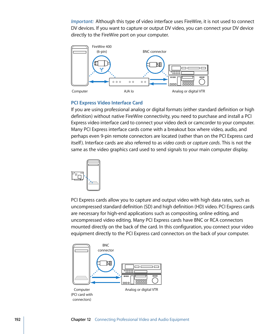 Pci express video interface card | Apple Final Cut Pro 7 User Manual | Page 192 / 1990