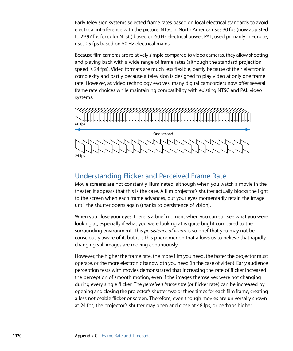 Understanding flicker and perceived frame rate | Apple Final Cut Pro 7 User Manual | Page 1920 / 1990