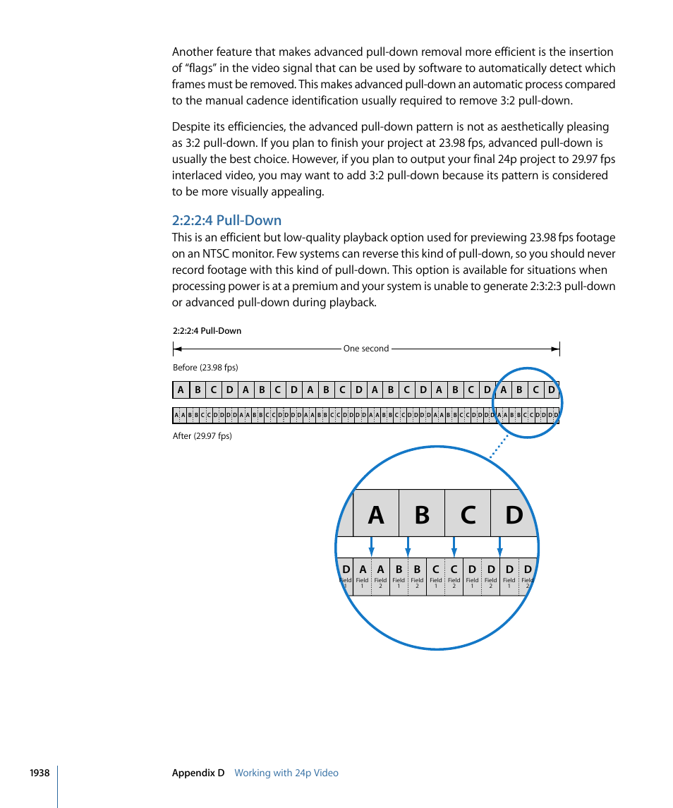 2:2:4 pull-down, A b c d | Apple Final Cut Pro 7 User Manual | Page 1938 / 1990