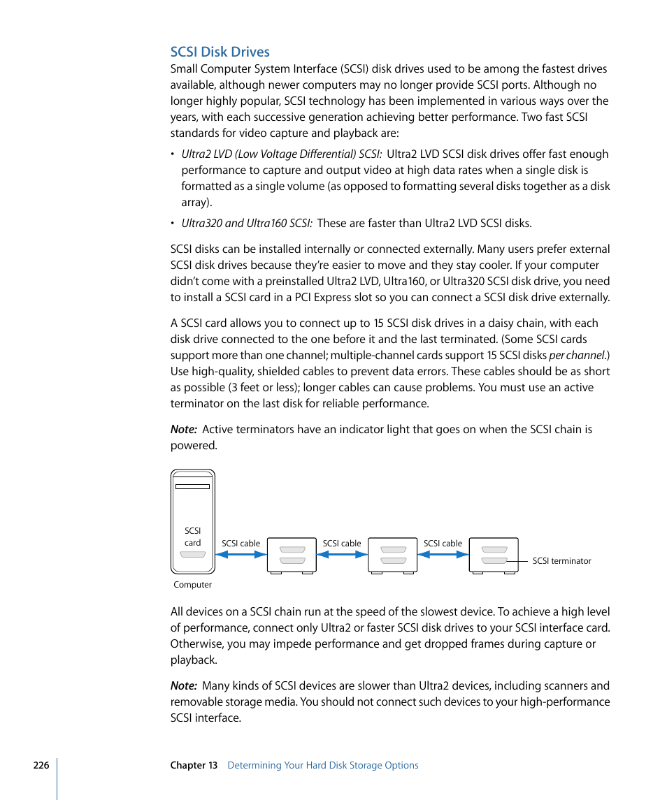 Scsi disk drives | Apple Final Cut Pro 7 User Manual | Page 226 / 1990