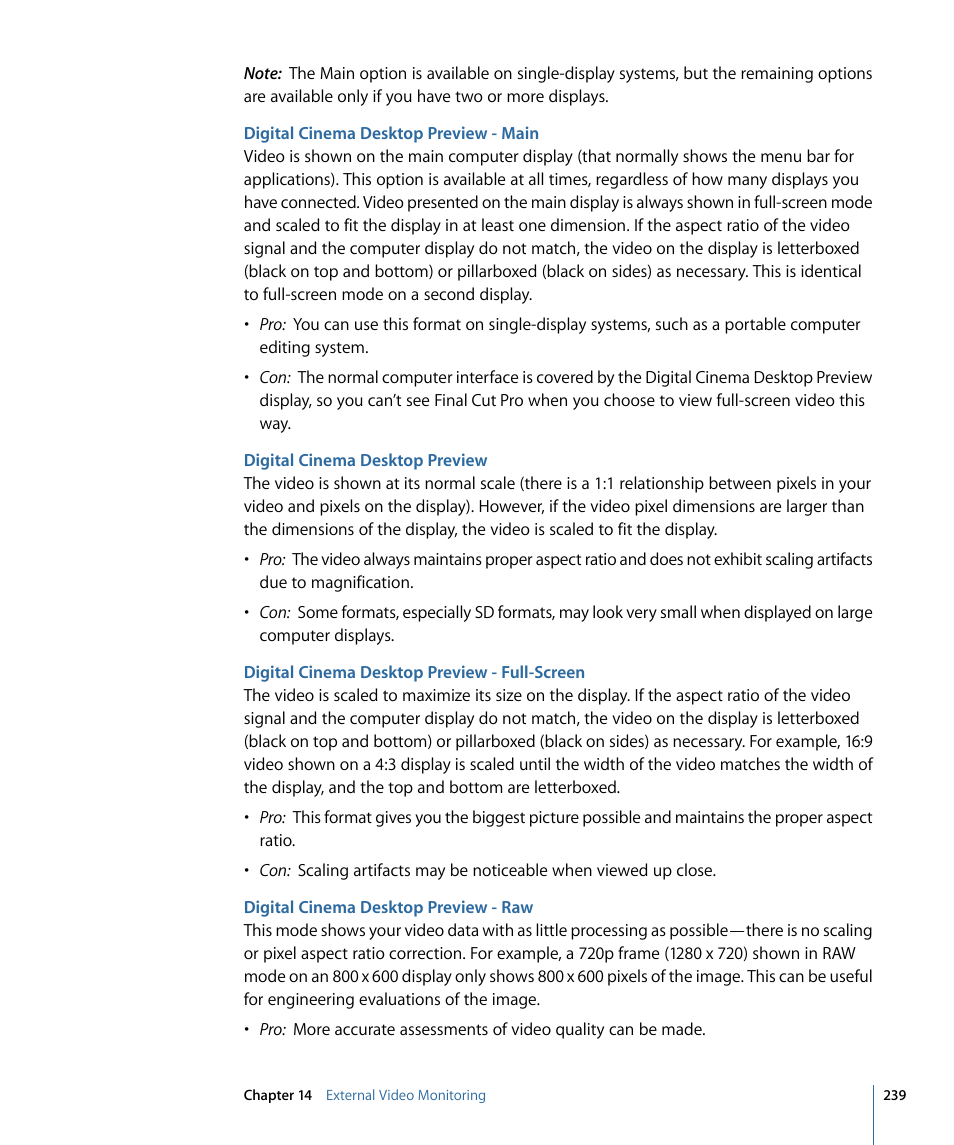 Digital cinema desktop preview - main, Digital cinema desktop preview, Digital cinema desktop preview - full-screen | Digital cinema desktop preview - raw | Apple Final Cut Pro 7 User Manual | Page 239 / 1990