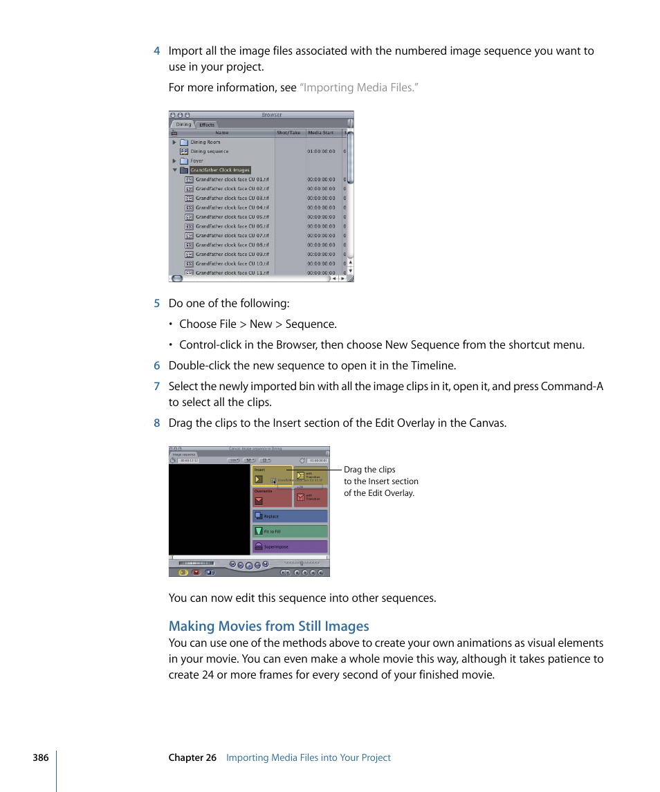 Making movies from still images | Apple Final Cut Pro 7 User Manual | Page 386 / 1990