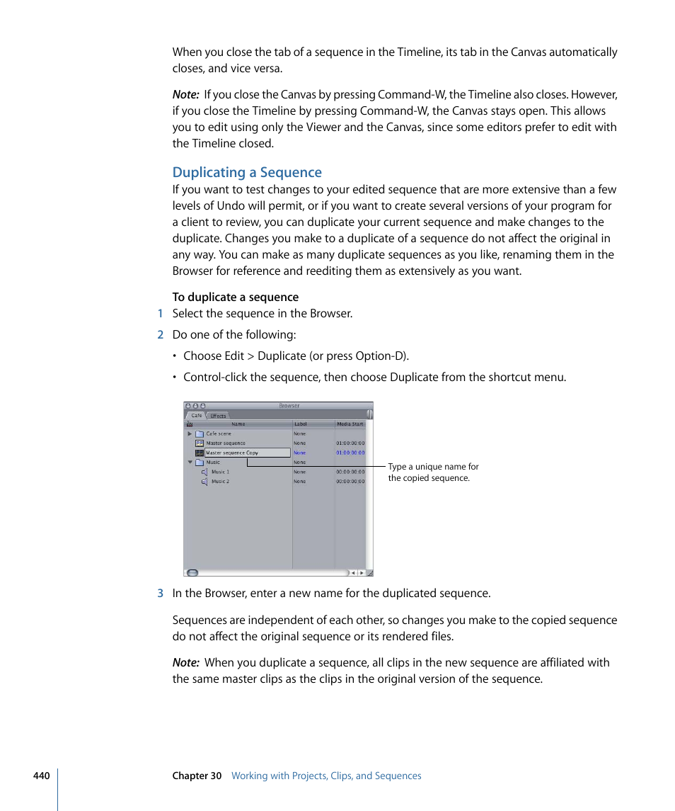 Duplicating a sequence | Apple Final Cut Pro 7 User Manual | Page 440 / 1990