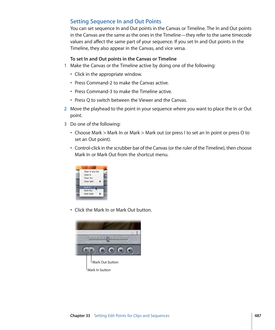 Setting sequence in and out points | Apple Final Cut Pro 7 User Manual | Page 487 / 1990