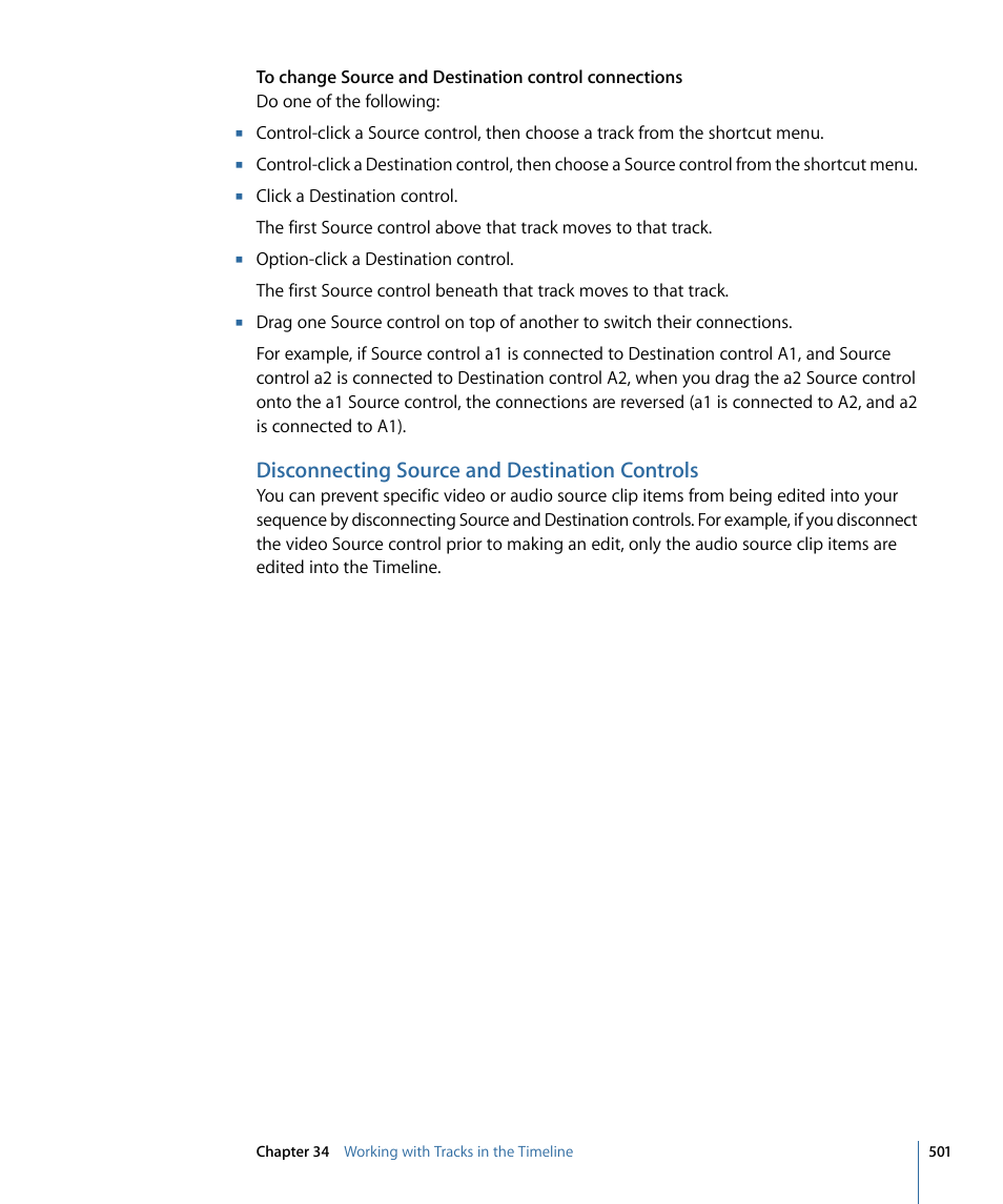 Disconnecting source and destination controls | Apple Final Cut Pro 7 User Manual | Page 501 / 1990