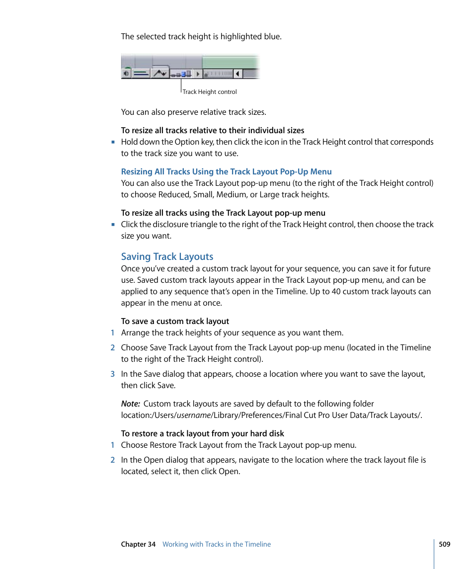 Saving track layouts | Apple Final Cut Pro 7 User Manual | Page 509 / 1990