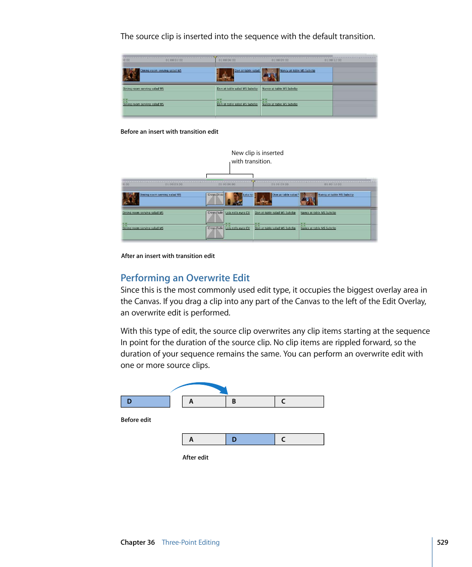 Performing an overwrite edit | Apple Final Cut Pro 7 User Manual | Page 529 / 1990