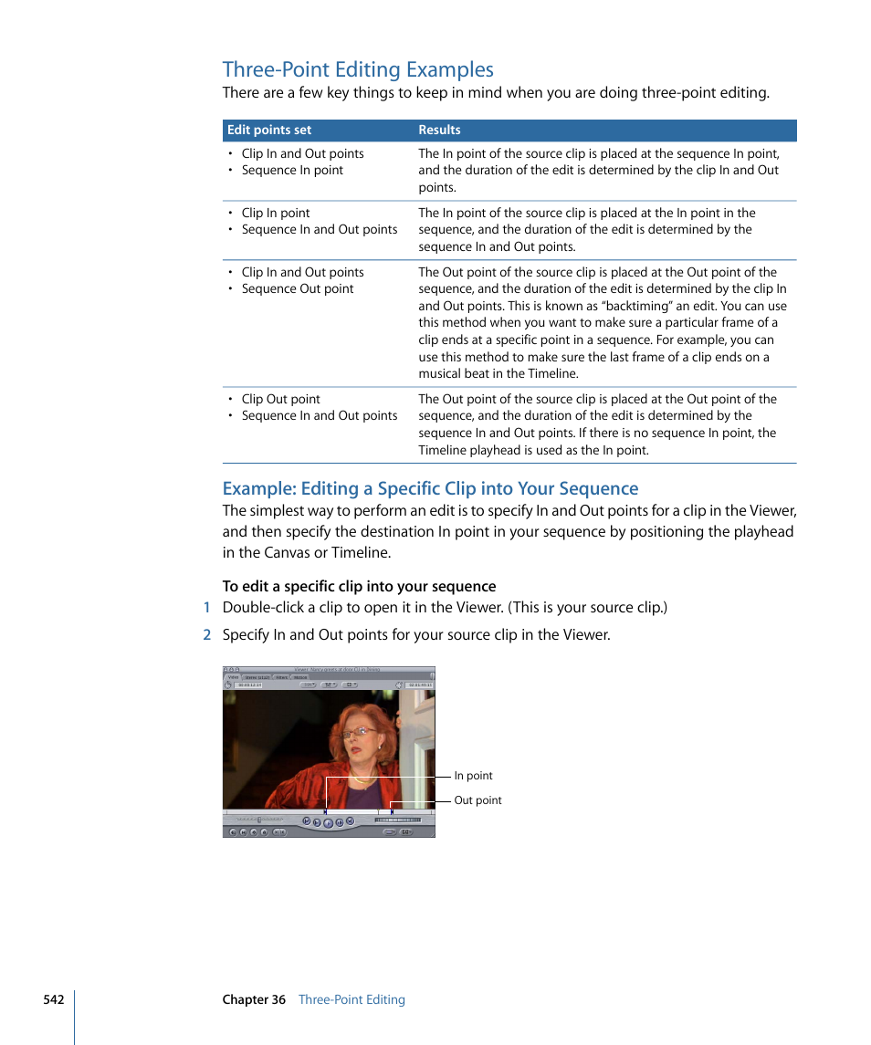Three-point editing examples | Apple Final Cut Pro 7 User Manual | Page 542 / 1990