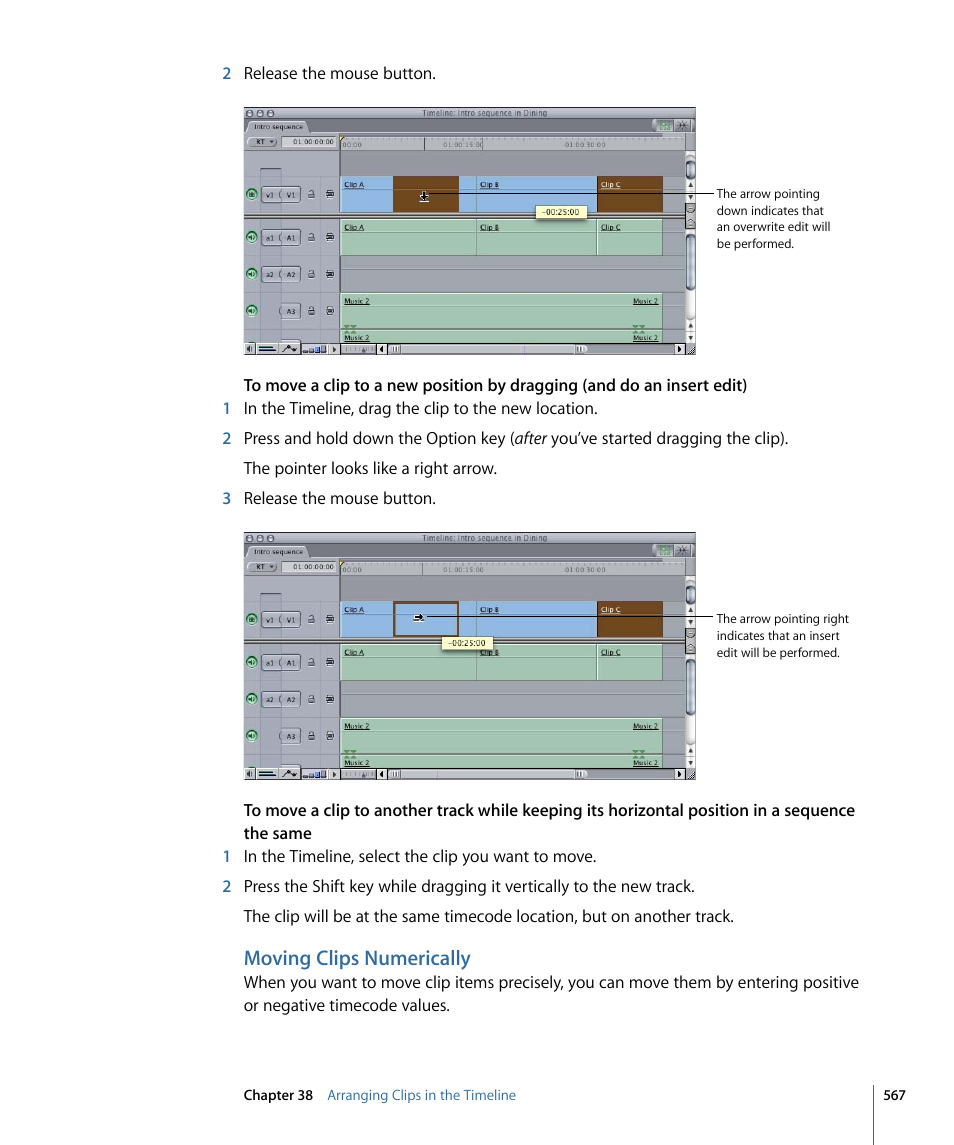 Moving clips numerically | Apple Final Cut Pro 7 User Manual | Page 567 / 1990